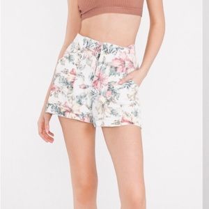 Vintage 80s Muted Pastel Floral High Waisted Pleated Cottagecore Shorts Sz Small